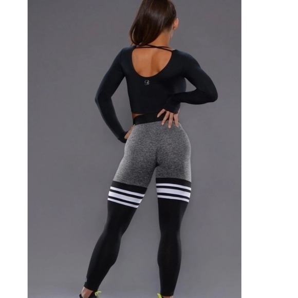 Bombshell‎ Sportswear Black Gray Heather Thigh High Sock Leggings XS - Picture 2 of 5